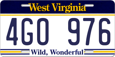 WV license plate 4GO976