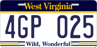 WV license plate 4GP025