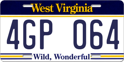 WV license plate 4GP064