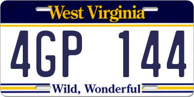 WV license plate 4GP144