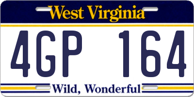 WV license plate 4GP164
