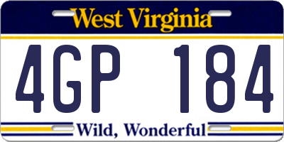 WV license plate 4GP184