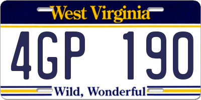 WV license plate 4GP190