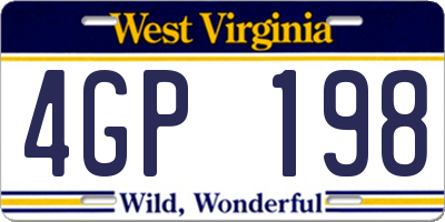 WV license plate 4GP198