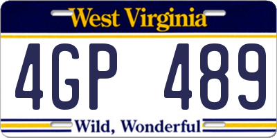 WV license plate 4GP489