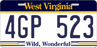 WV license plate 4GP523