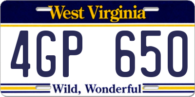 WV license plate 4GP650