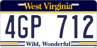 WV license plate 4GP712