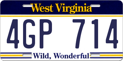 WV license plate 4GP714