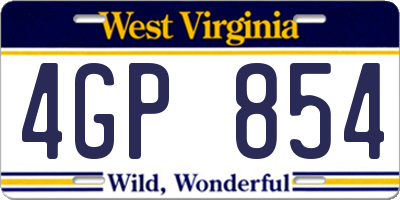 WV license plate 4GP854