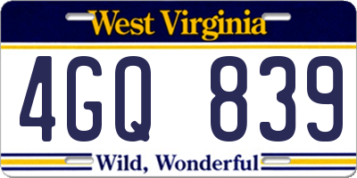 WV license plate 4GQ839