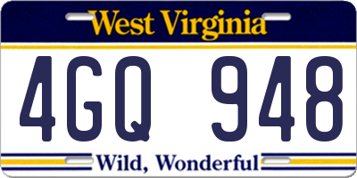 WV license plate 4GQ948