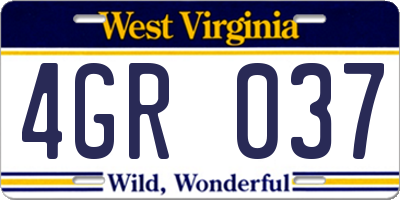 WV license plate 4GR037