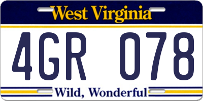 WV license plate 4GR078