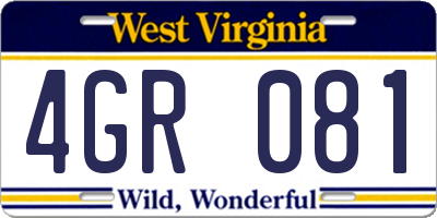 WV license plate 4GR081