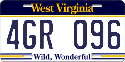 WV license plate 4GR096