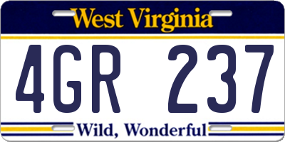 WV license plate 4GR237