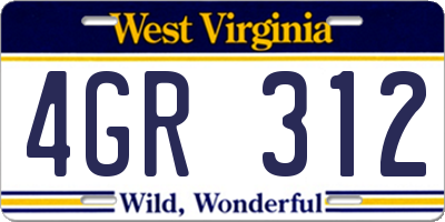 WV license plate 4GR312