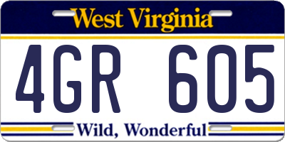 WV license plate 4GR605