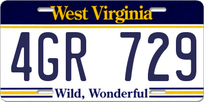 WV license plate 4GR729