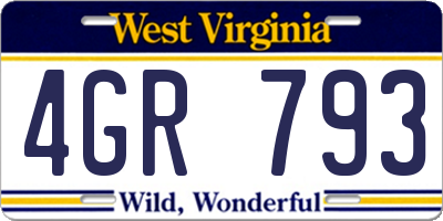 WV license plate 4GR793