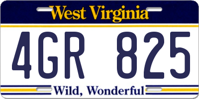 WV license plate 4GR825
