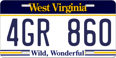 WV license plate 4GR860