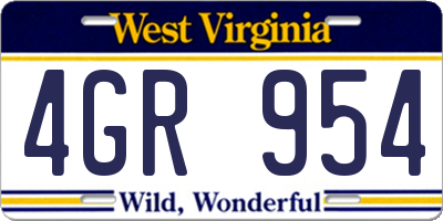 WV license plate 4GR954