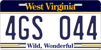 WV license plate 4GS044