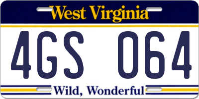 WV license plate 4GS064