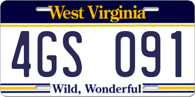 WV license plate 4GS091