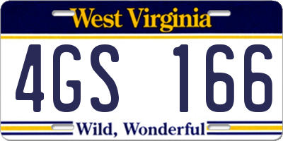 WV license plate 4GS166