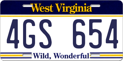 WV license plate 4GS654