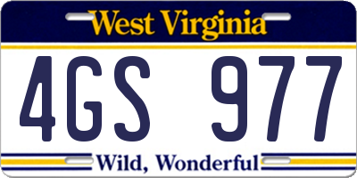 WV license plate 4GS977