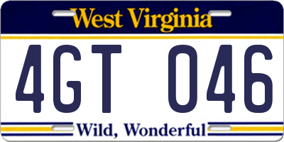 WV license plate 4GT046