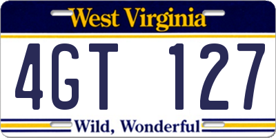 WV license plate 4GT127