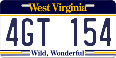 WV license plate 4GT154