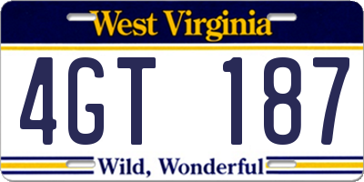 WV license plate 4GT187