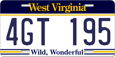 WV license plate 4GT195