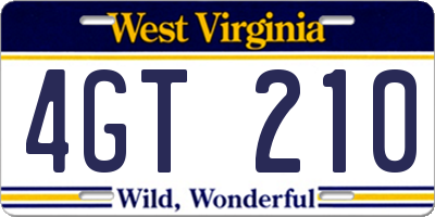 WV license plate 4GT210