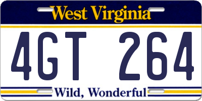 WV license plate 4GT264