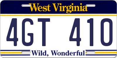WV license plate 4GT410