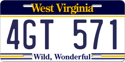 WV license plate 4GT571