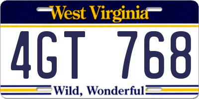 WV license plate 4GT768