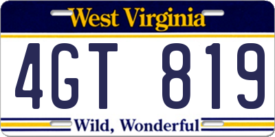 WV license plate 4GT819