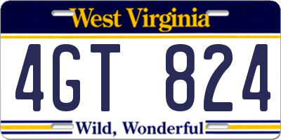 WV license plate 4GT824