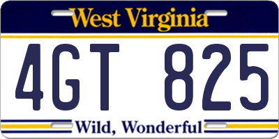 WV license plate 4GT825