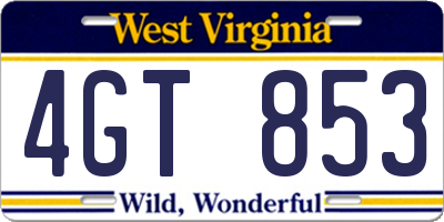 WV license plate 4GT853