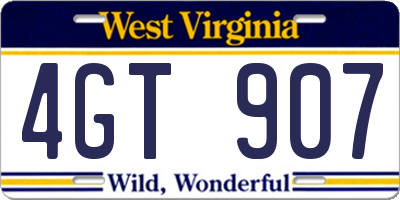 WV license plate 4GT907
