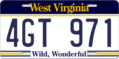 WV license plate 4GT971